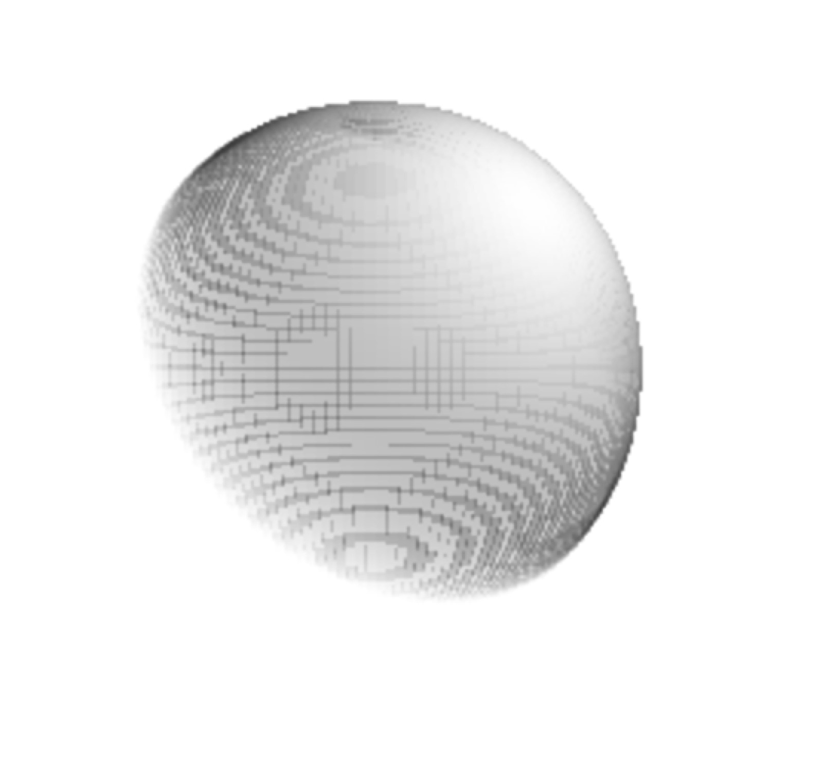 A pale sphere shaded with a fine displacement pattern, lit from the upper right